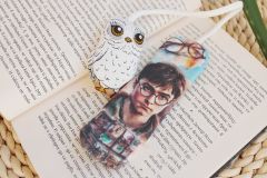 Harry Potter Fabric Bookmark with White Owl – Handmade Book Accessory