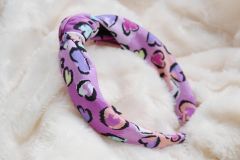 Purple Cotton Knot Headband – Handmade Hairband with Colorful Hearts
