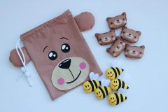 Handmade Bear & Bees Tic Tac Toe – Fun Travel Game for Kids